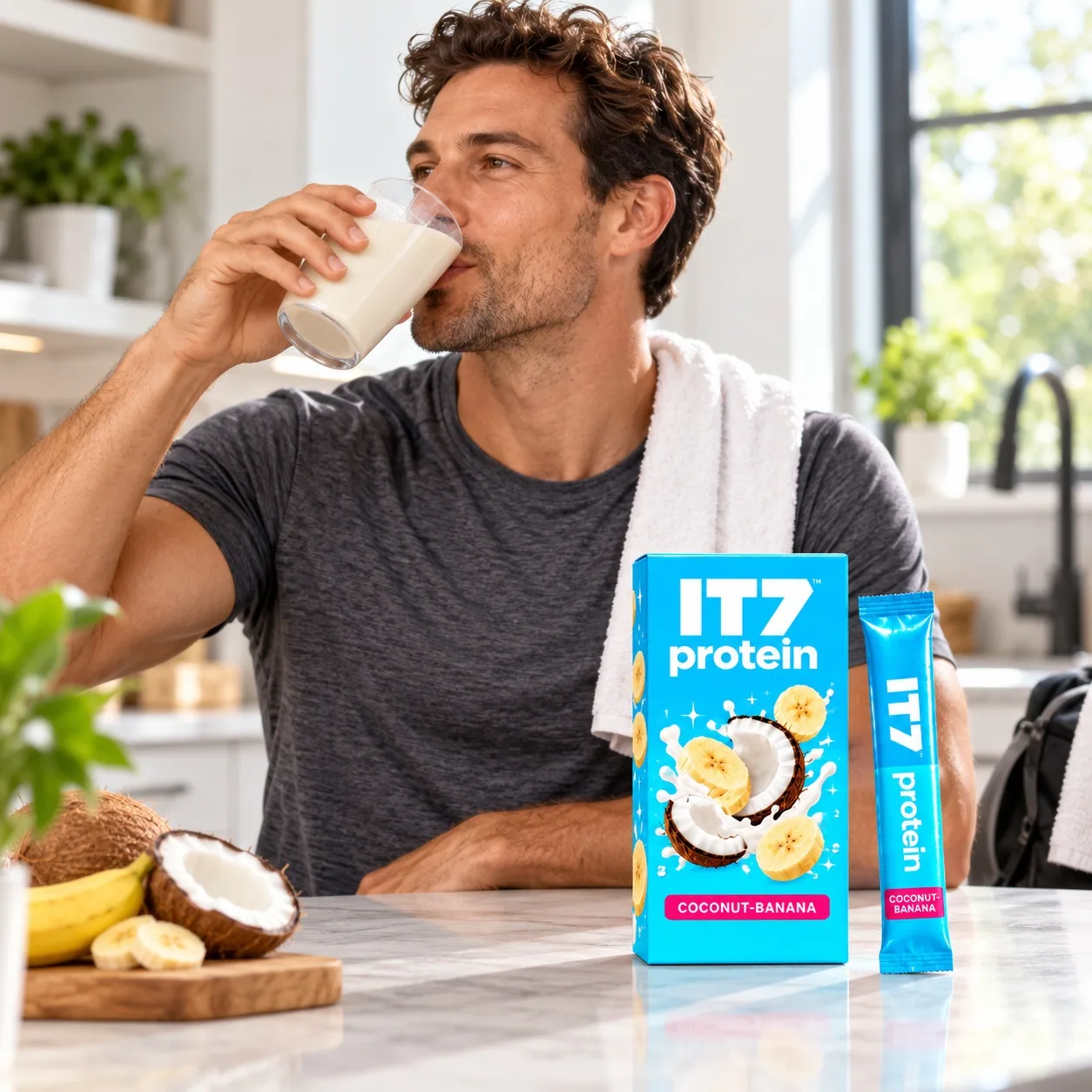 IT7 Protein — людина п’є напій
